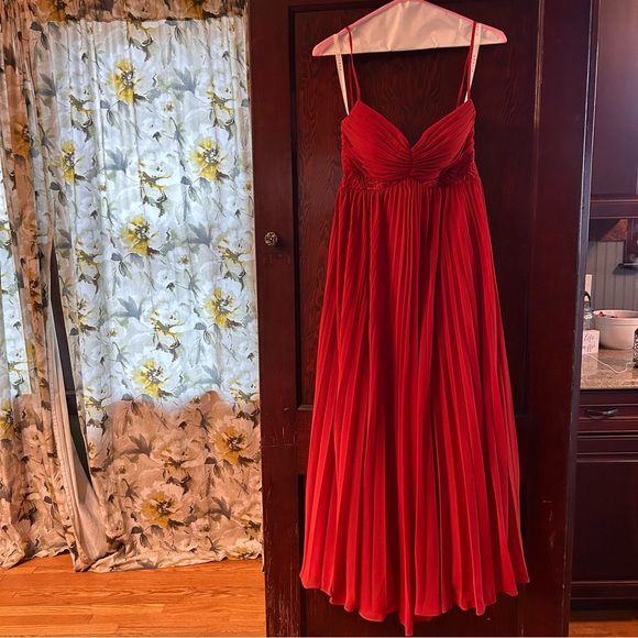 AZAZIE Devyn A-Line Corset Chiffon Ankle Length Dress Rust Size 12 - Picture 8 of 13